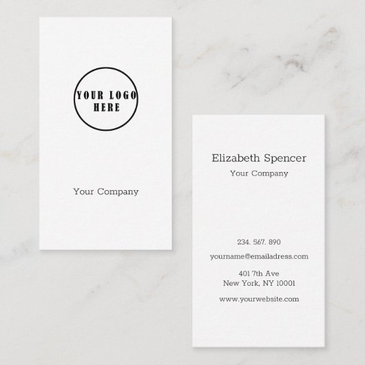 Schlichte Weiß-Schwarz Logo Business- Visitenkarte 名刺 (正面/裏面)