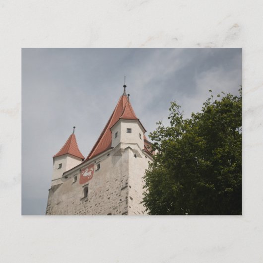 SCHLOSSTURM VON BURG HAAG IN OBERAYERN MIT BAUM ポストカード (正面)