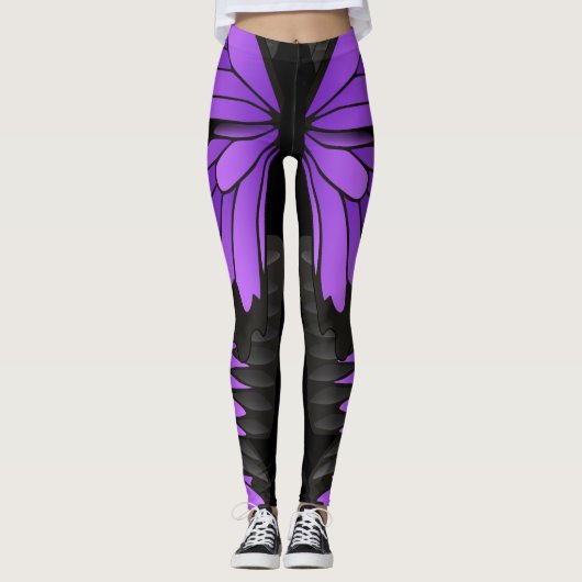 Schmetterling - lila - Tier - Muster Leggings レギンス (正面)