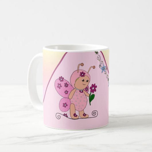 Schmetterling Rosa personalisiert コーヒーマグカップ (正面左)