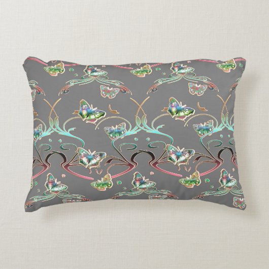 Schmetterlinge Verzierungen Grau  アクセントクッション (正面)