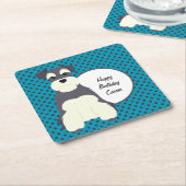 Schnauzerと水玉模様のカスタマイズ スクエアペーパーコースター (アングル)