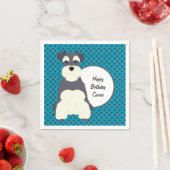 Schnauzerと水玉模様のカスタマイズ スタンダードカクテルナプキン (インサイチュ)