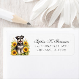 Schnauzer and Sunflowers Personalized Address ラベル
