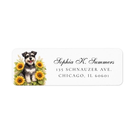 Schnauzer and Sunflowers Personalized Address ラベル (正面)