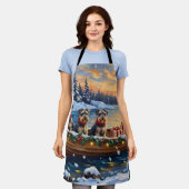 Schnauzer Christmas Boat Holiday エプロン (着用した状態)