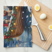 Schnauzer Christmas Boat Holiday キッチンタオル (四つ折り)