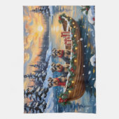 Schnauzer Christmas Boat Holiday キッチンタオル (縦)