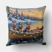 Schnauzer Christmas Boat Holiday クッション (裏面)