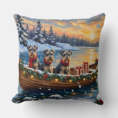 Schnauzer Christmas Boat Holiday クッション (正面)