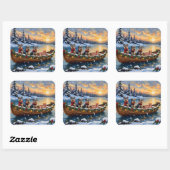 Schnauzer Christmas Boat Holiday スクエアシール (シート)