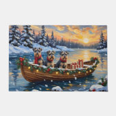 Schnauzer Christmas Boat Holiday ドアマット (正面)