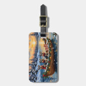 Schnauzer Christmas Boat Holiday ラゲッジタグ (正面縦)