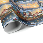 Schnauzer Christmas Boat Holiday ラッピングペーパー (ロールコーナー)
