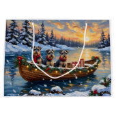 Schnauzer Christmas Boat Holiday ラージペーパーバッグ (正面)