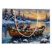 Schnauzer Christmas Boat Holiday ラージペーパーバッグ (裏面)