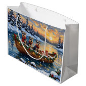 Schnauzer Christmas Boat Holiday ラージペーパーバッグ (裏面アングル)