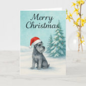 Schnauzer Christmas Card - Holiday Card カード (黄色い花)