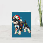 Schnauzer Christmas Dog Christmas Lights Santa Hat カード (正面)