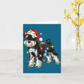 Schnauzer Christmas Dog Christmas Lights Santa Hat カード (黄色い花)
