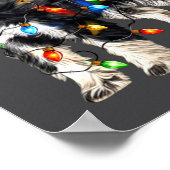 Schnauzer Christmas Dog Christmas Lights Santa Hat ポスター (角)