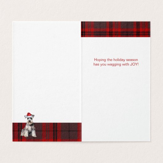 Schnauzer Christmas Dog with Red Holiday Plaid (内部フラット)