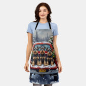 Schnauzer Christmas Red Truck Holiday エプロン (着用した状態)