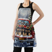 Schnauzer Christmas Red Truck Holiday エプロン (インサイチュ)