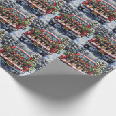 Schnauzer Christmas Red Truck Holiday ラッピングペーパー (角)