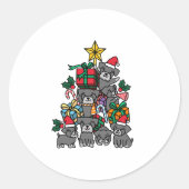 Schnauzer Christmas Tree ラウンドシール (正面)