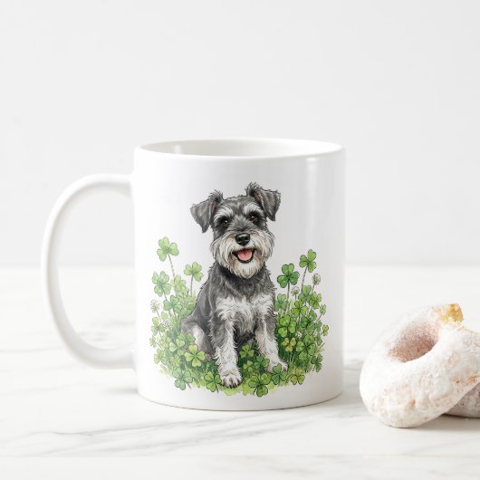 Schnauzer Coffee Mug with Shamrocks コーヒーマグカップ (ドーナツ)