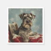 Schnauzer Dog Christmas Festive スタンダードカクテルナプキン (正面)