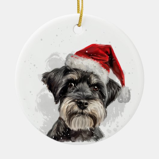 Schnauzer Dog Christmas Personalized セラミックオーナメント (正面)