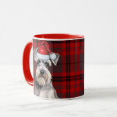 Schnauzer Dog Lover Holiday Red Plaid Christmas マグカップ (正面左)