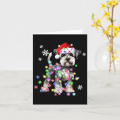 Schnauzer Dog Reindeer Christmas Lights Ugly Xmas  カード (黄色い花)