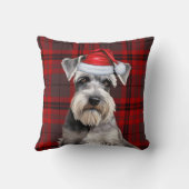 Schnauzer Dog Seasonal Red Plaid Christmas Holiday クッション (裏面)