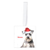 Schnauzer Dog Two Photo Christmas Holiday キューブオーナメント (正面)