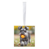 Schnauzer Dog Two Photo Christmas Holiday キューブオーナメント (右)