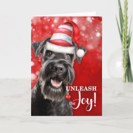 Schnauzer Dog Unleash the Joy Christmas シーズンカード