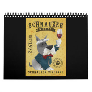 Schnauzer Dog Wine Funny Schnauzer Dog Lover カレンダー
