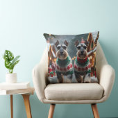 Schnauzer Dogs Christmas Snow Holiday  クッション (椅子)