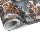 Schnauzer Dogs Christmas Snow Holiday ラッピングペーパー (ロールコーナー)