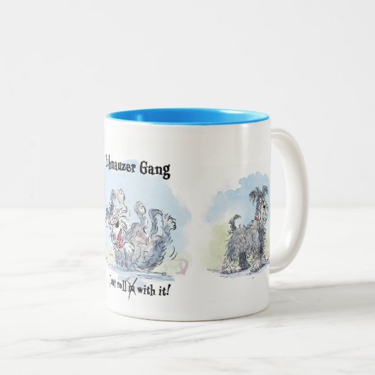 Schnauzer Gang Funny Coffee Mug ツートーンマグカップ (正面右)