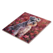 Schnauzer Heart Shaped Wildflowers タイル (側面)