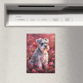 Schnauzer Heart Shaped Wildflowers マグネット (インサイチュ (食洗機))