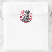 Schnauzer & Hearts Sticker ラウンドシール (バッグ)