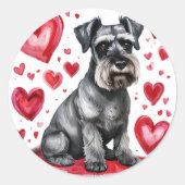 Schnauzer & Hearts Sticker ラウンドシール (正面)