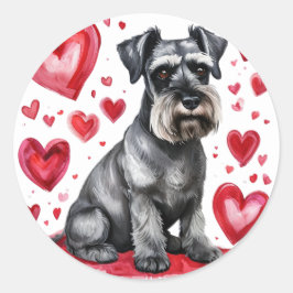 Schnauzer & Hearts Sticker ラウンドシール