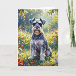 Schnauzer in Wildflower Meadow カード