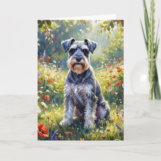 Schnauzer in Wildflower Meadow カード (正面)